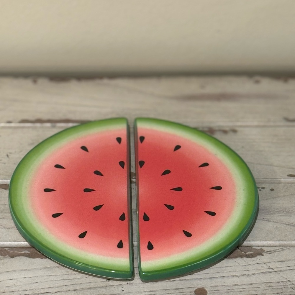 Martha Stewart Watermelon Slice Ceramic Trivet Set Summer BBQ - Flawed